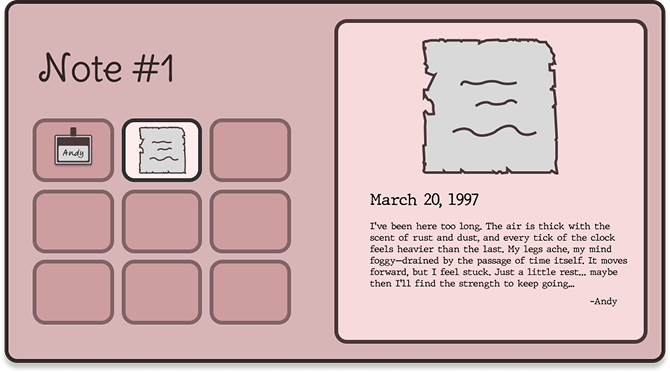 Collectible review interface with note